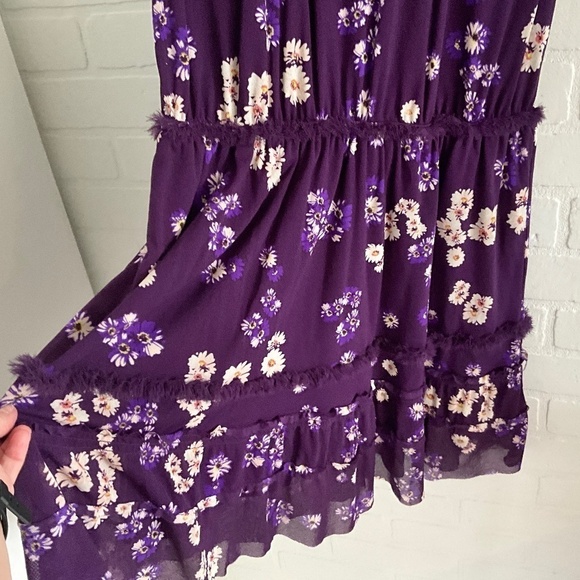 Vintage Y2K Juicy Couture Mini Dress floral print Purple/Cream Mesh Studds S - Picture 6 of 12